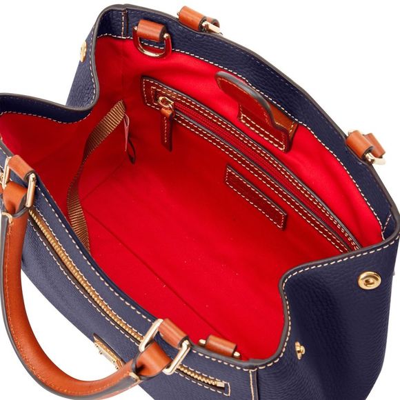 Dooney & Bourke Pebble Grain Small Zip Satchel - Midnight Blue - Picture 3 of 4